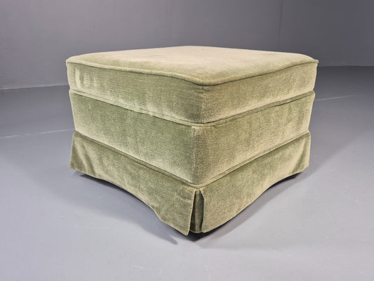 Vintage 1970s Footstool Pouffe Green Velour Retro EB11483 MFOO0