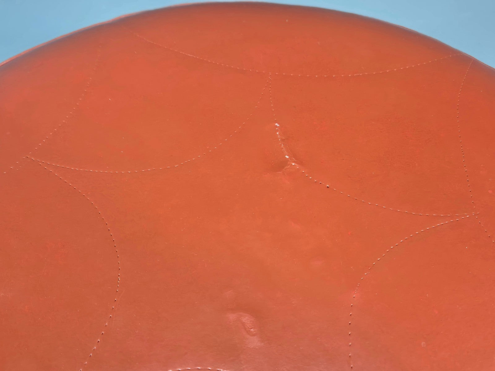 Mid Century Circular Footstool Red Vinyl Teak Legs 1960s Danish EB10882 MFOO6