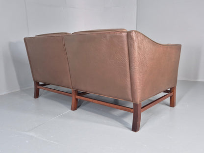 Vintage Danish 2 Seat Sofa Gunnar Grandt Design Brown Buffalo Hide EB9905 M2SS14