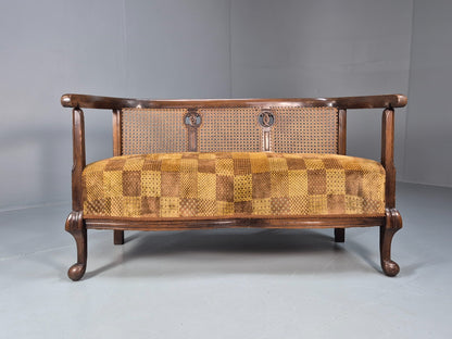 Art Deco Era Settee Two Seater Oak Frame `Bergere Back 1920s EB10692 VBER4
