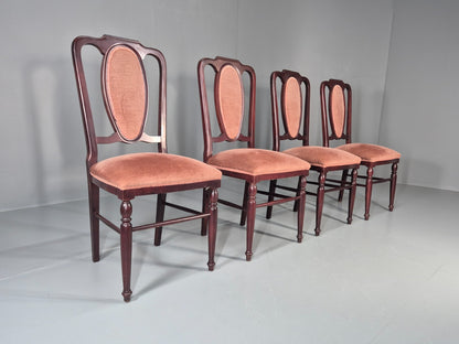 4 1970s Dining Chairs Pink Velour Stylised Regency Style Retro EB11962 VDIN1