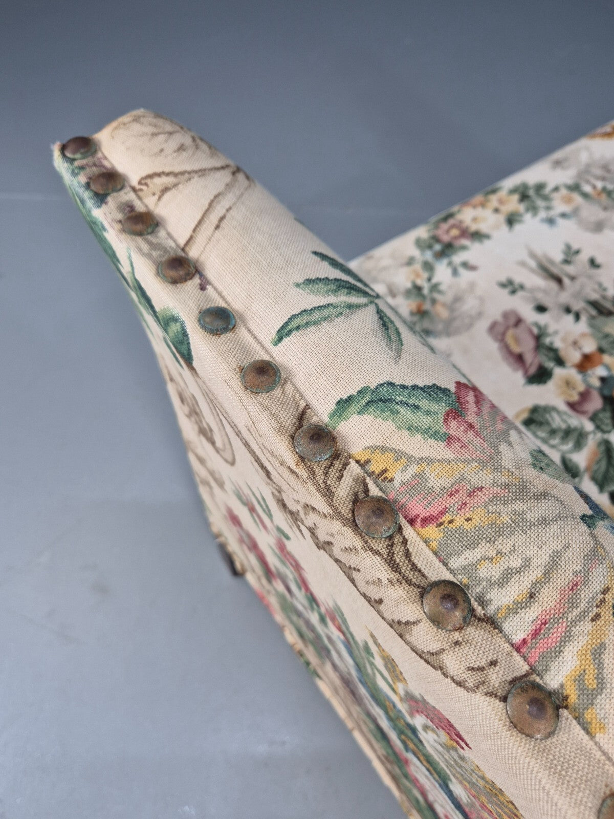 Vintage Danish Lounge Chair Floral Cotton Upholstery 1970s Retro EB07869 MNOR - UKDK FURNITURE