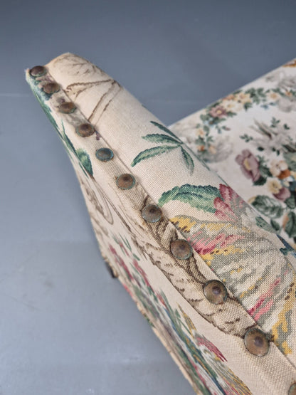 Vintage Danish Lounge Chair Floral Cotton Upholstery 1970s Retro EB07869 MNOR - UKDK FURNITURE