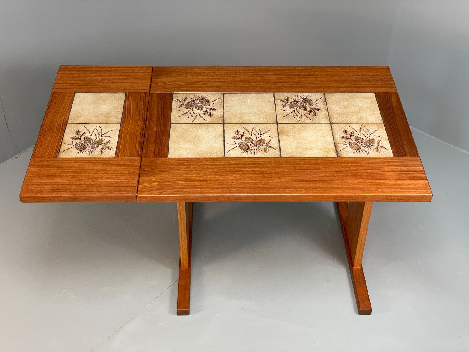 Vintage Teak Dining Table Tile Topped Danish Drop Leaf 1980s EB11563 MWOO2