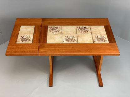 Vintage Teak Dining Table Tile Topped Danish Drop Leaf 1980s EB11563 MWOO2