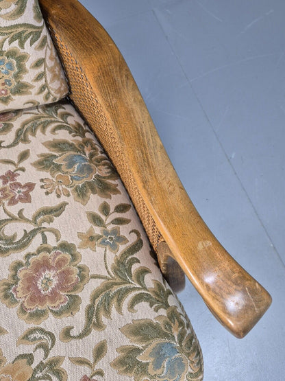 Vintage Danish Bergere Lounge Chair, Floral Cloth, Antique Style EB9003 VBER - UKDK FURNITURE