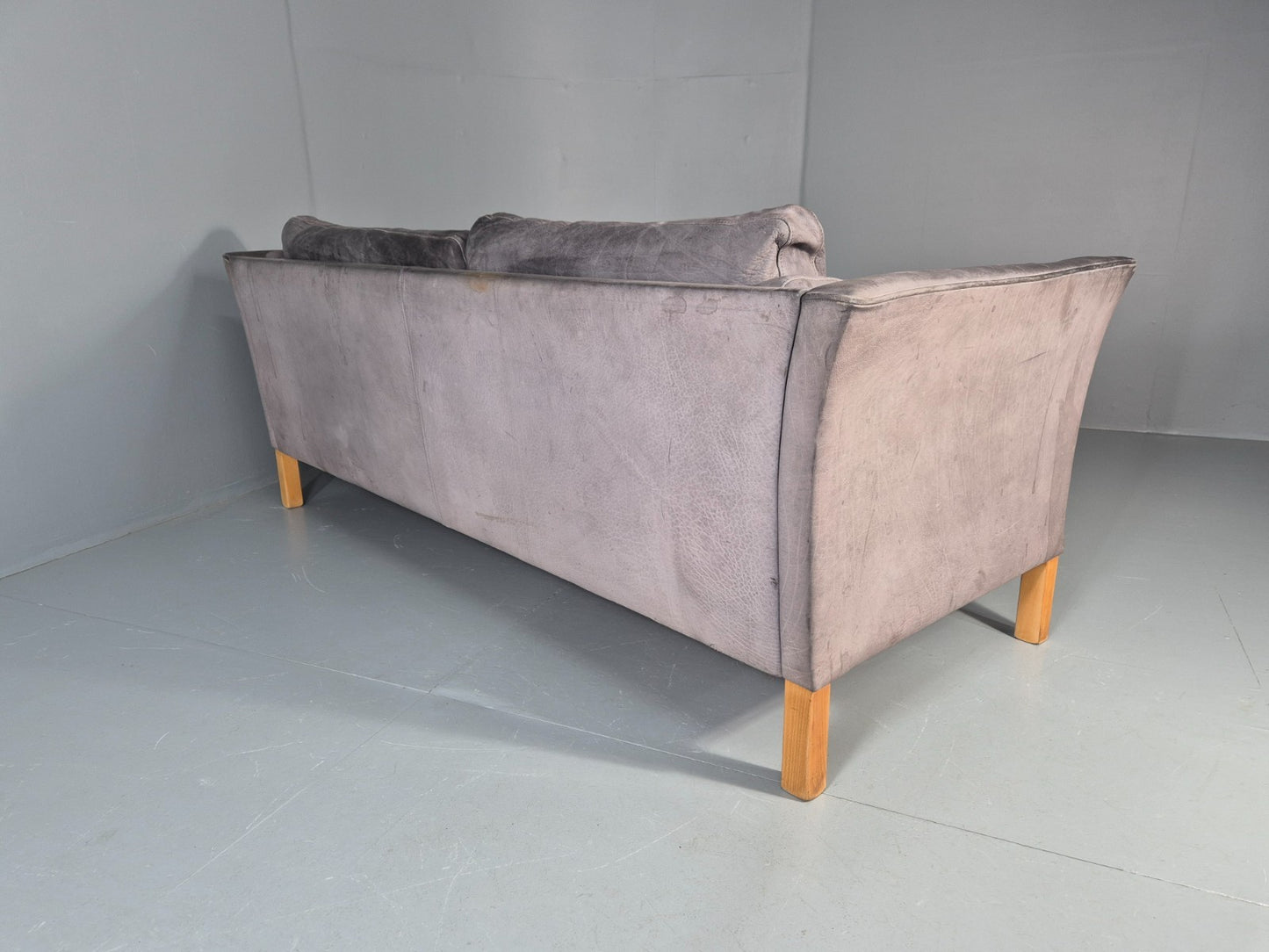 Vintage Mogens Hansen 2.5 Seat Settee Grey Leather 1980s Retro EB11644 M3SS16