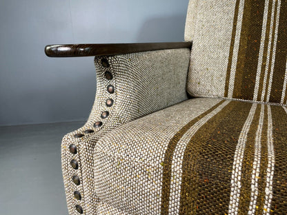 Vintage Danish 3 Seat Sofa Cream and Green Wool Oak Frame Retro 1970 EB6735 M3SS - UKDK FURNITURE