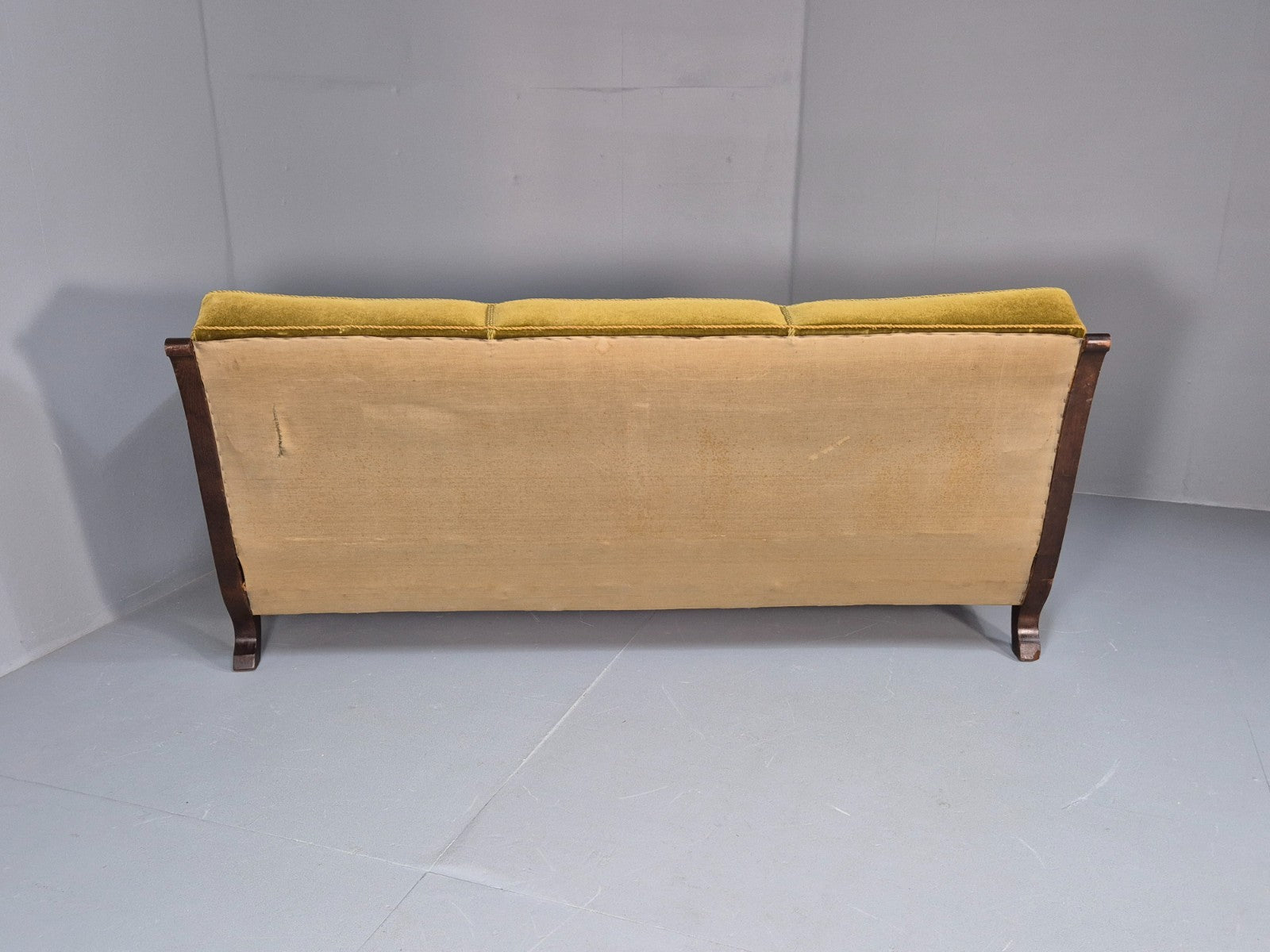 Vintage Danish Baroque Style 3 Seat Settee Green Velour Antique 1920 EB9653 V3SS - UKDK FURNITURE