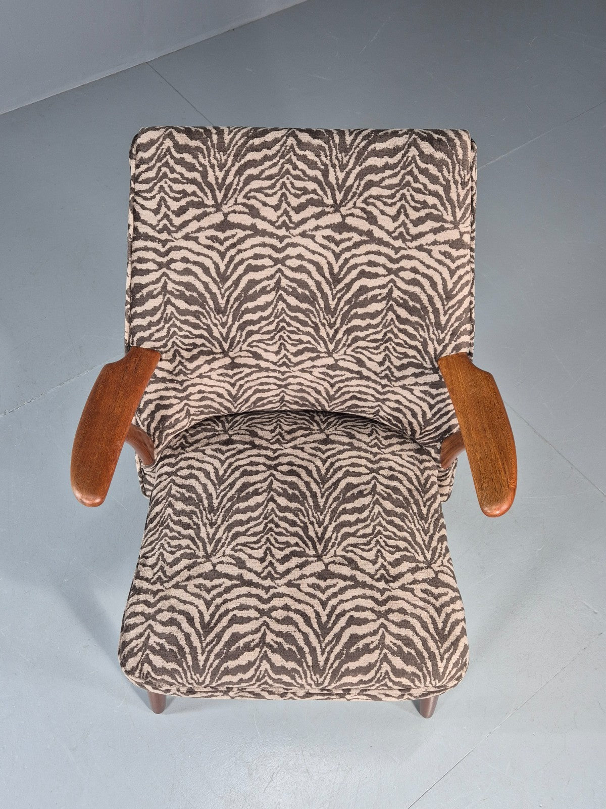 Vintage Teak Lounge Chair 1960s Danish Retro New Zebra Upholstery EB11259 MNOR2