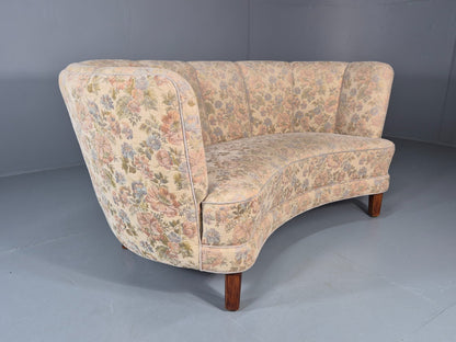 Vintage Two Seater Danish Curved Banana Sofa 1930s Art Deco Floral EB10795 V2SS12