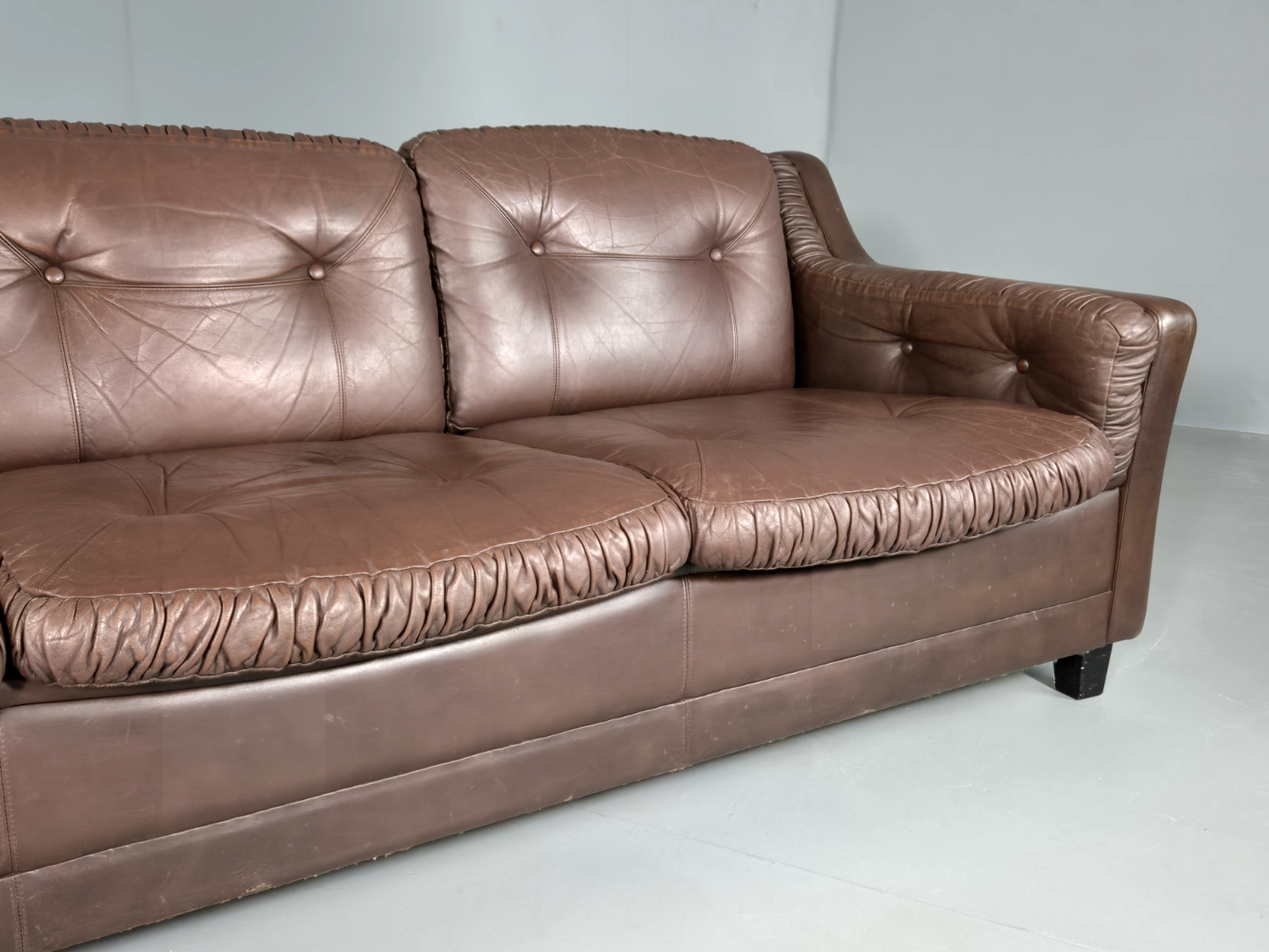 Vintage Danish 3 Seat Sofa Brown Leather 1970s Retro MCM EB6986 M3SS - UKDK FURNITURE