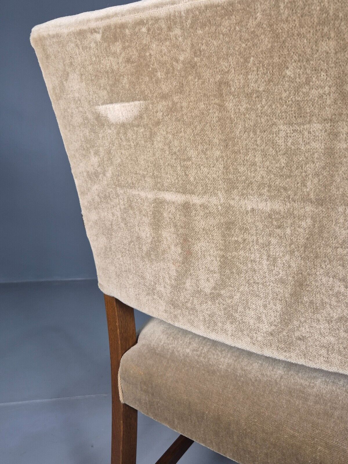 Vintage Danish Oak And Light Green Velour Elbow Chair EB8010 VDIN - UKDK FURNITURE