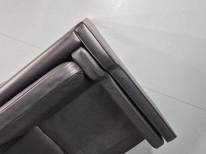 Vintage 3 Seat Sofa Danish Black Leather Mid Century Retro 1980s EB10476 M3SS21
