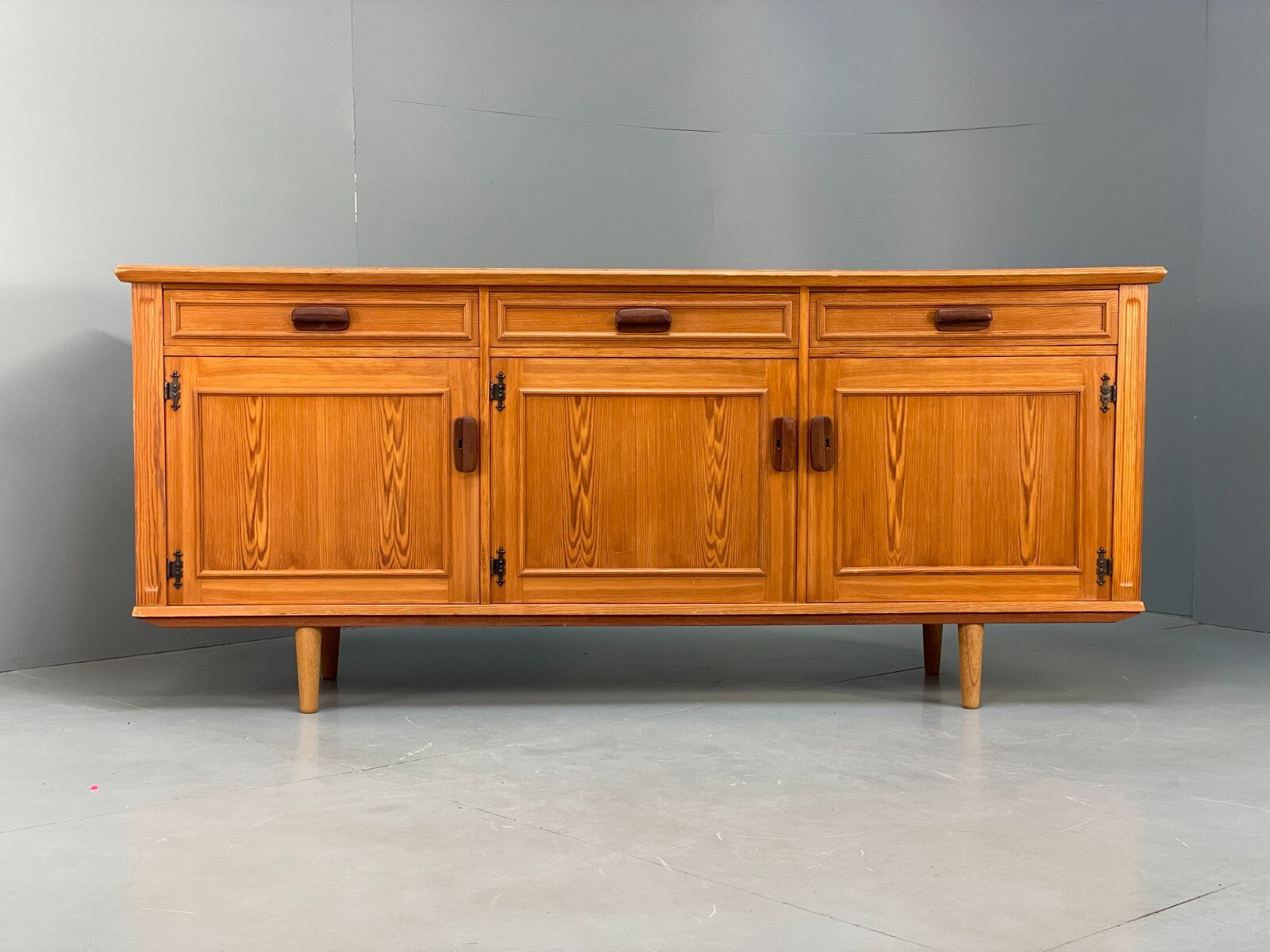 Vintage Pine Sideboard With Teak Handles Retro Unique Design EB9427 MWOO - UKDK FURNITURE