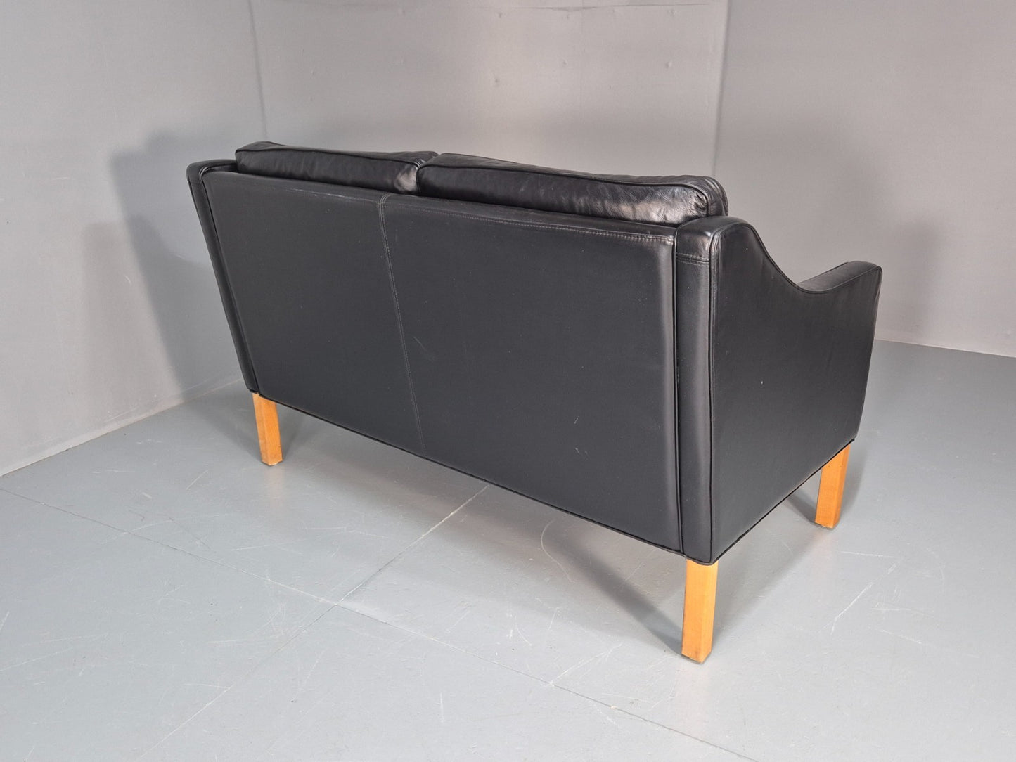 Two Seat Sofa Vintage Danish Black Leather 1970s Retro Mid Century  EB10122 M2SS14