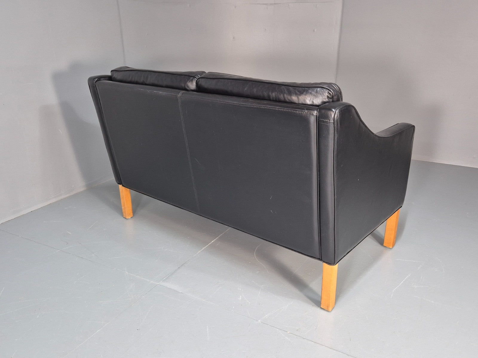 Two Seat Sofa Vintage Danish Black Leather 1970s Retro Mid Century  EB10122 M2SS14