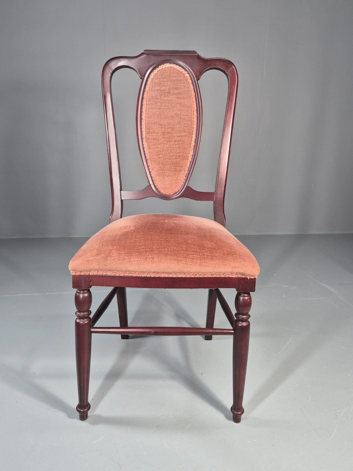 4 1970s Dining Chairs Pink Velour Stylised Regency Style Retro EB11962 VDIN8
