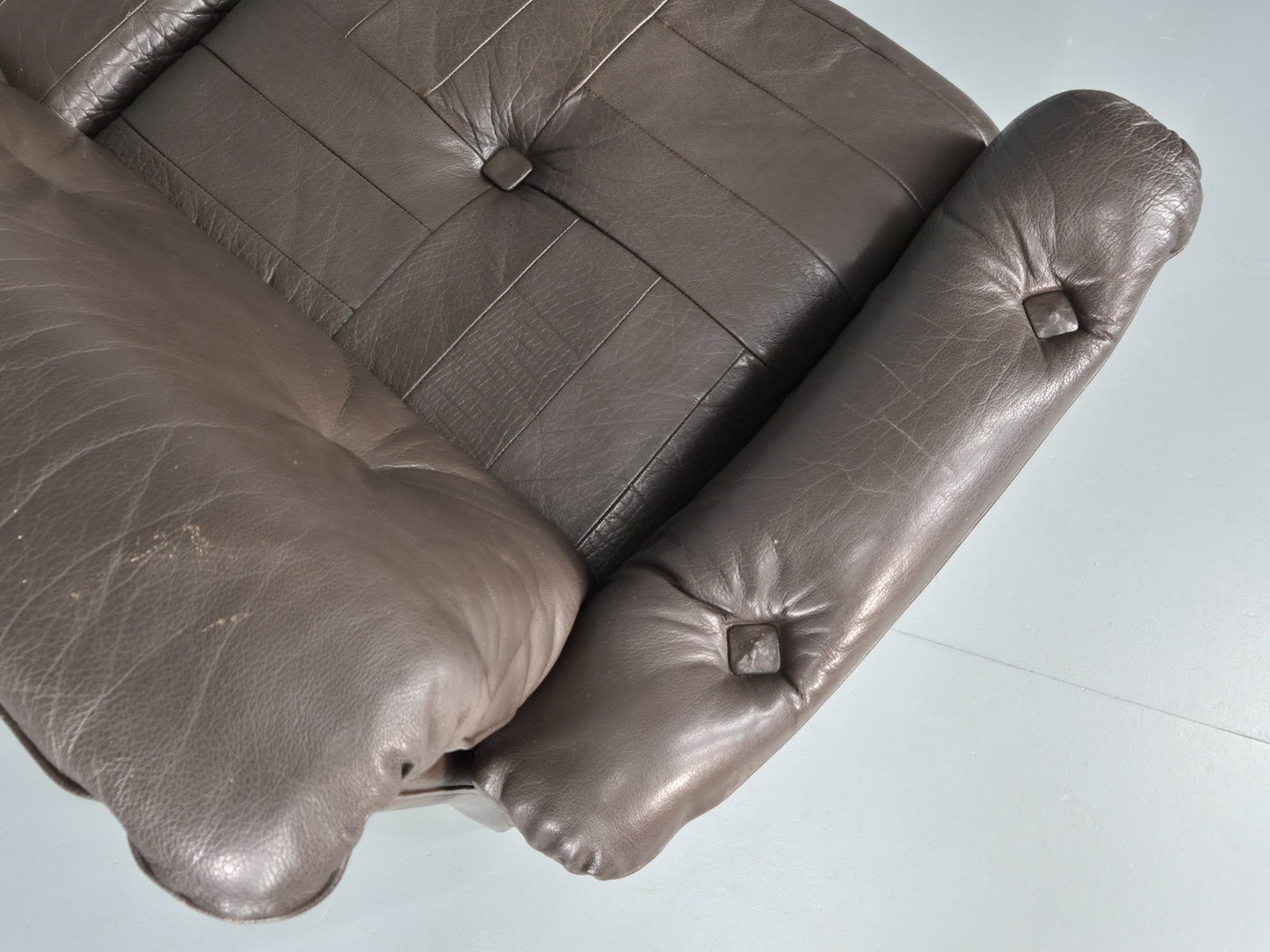 Vintage 2 Seater Sofa Danish Brown Leather Mid Century Retro 1970s EB11929a M2SS15