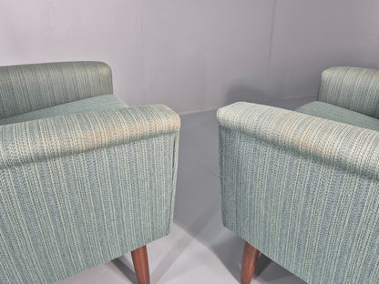 2 Mid Century Lounge Chairs 1960s Denmark Blue Wool Retro EB11403 MNOR16