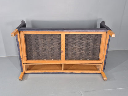 Vintage 2 Seater Sofa Danish Blue Leather Mid Century 1980s Retro EB9069 M2SS8