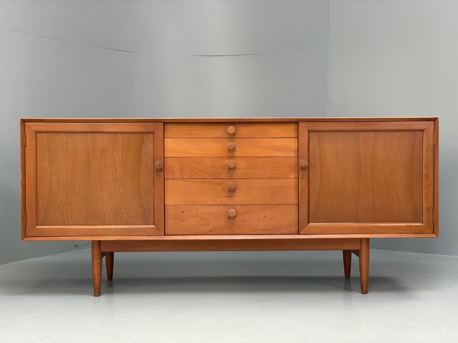 Vintage Scandart Elm Sideboard 1960s Mid Century Drawers Shelving EB9812 MWOO - UKDK FURNITURE