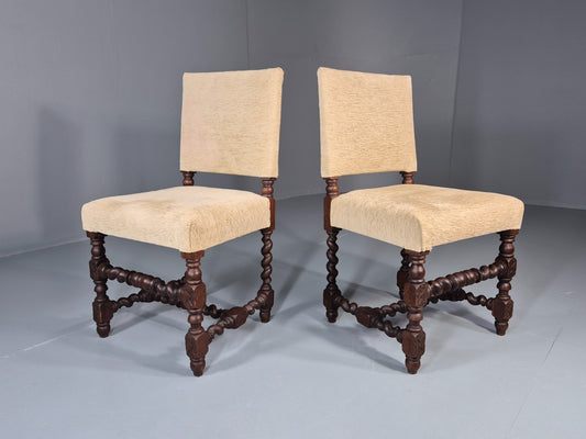 2 Baroque Dining Chairs in Oak Barley Twist H Stretchers Antique EB11425 VDIN0