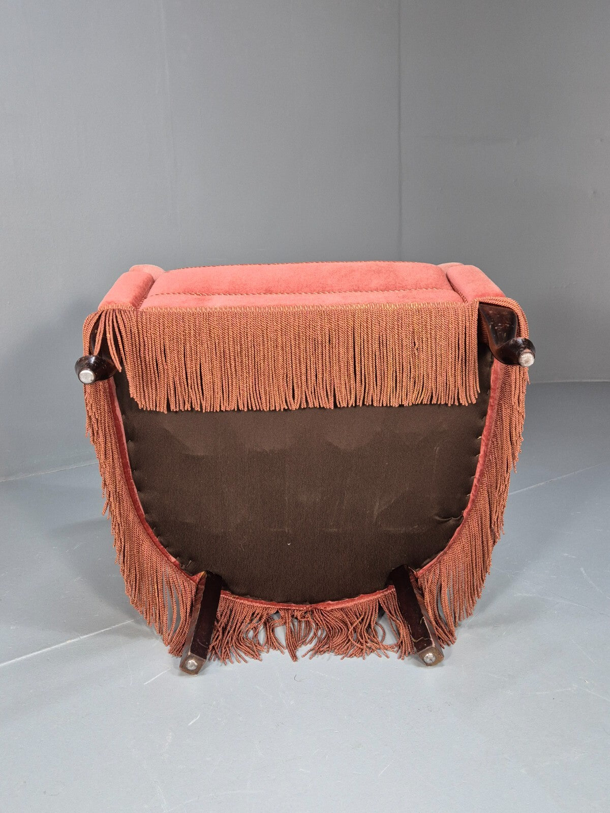 Vintage Danish Art Deco Tub Chair in Pink Velour with Tassels EB9650 VCLO - UKDK FURNITURE