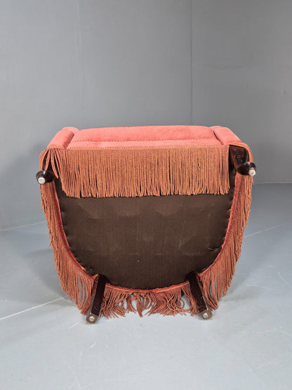 Vintage Danish Art Deco Tub Chair in Pink Velour with Tassels EB9650 VCLO - UKDK FURNITURE