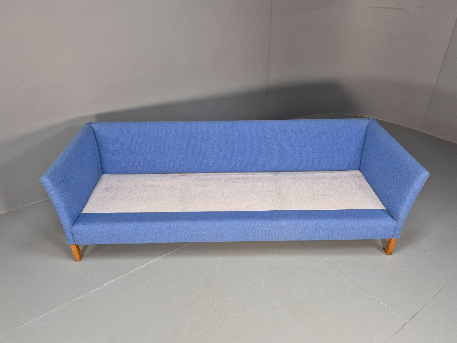 Vintage Danish 1980s Blue Wool 3 seat Sofa Mid Century Modern Retro EB9569 M3SS - UKDK FURNITURE