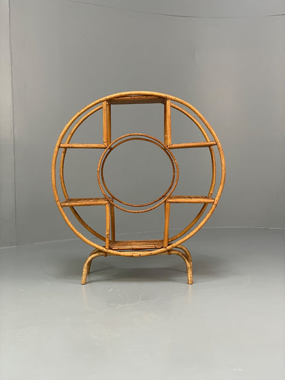 Antique Art Deco Bamboo And Wicker Circular Small Display Shelving EB9737 MWOO - UKDK FURNITURE