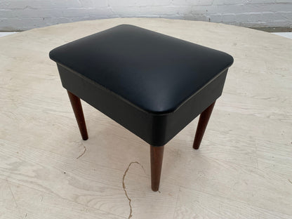 Danish Retro Hobby Box Black Vinyl on Turned Teak Legs Vintage EB3148 MFOO2