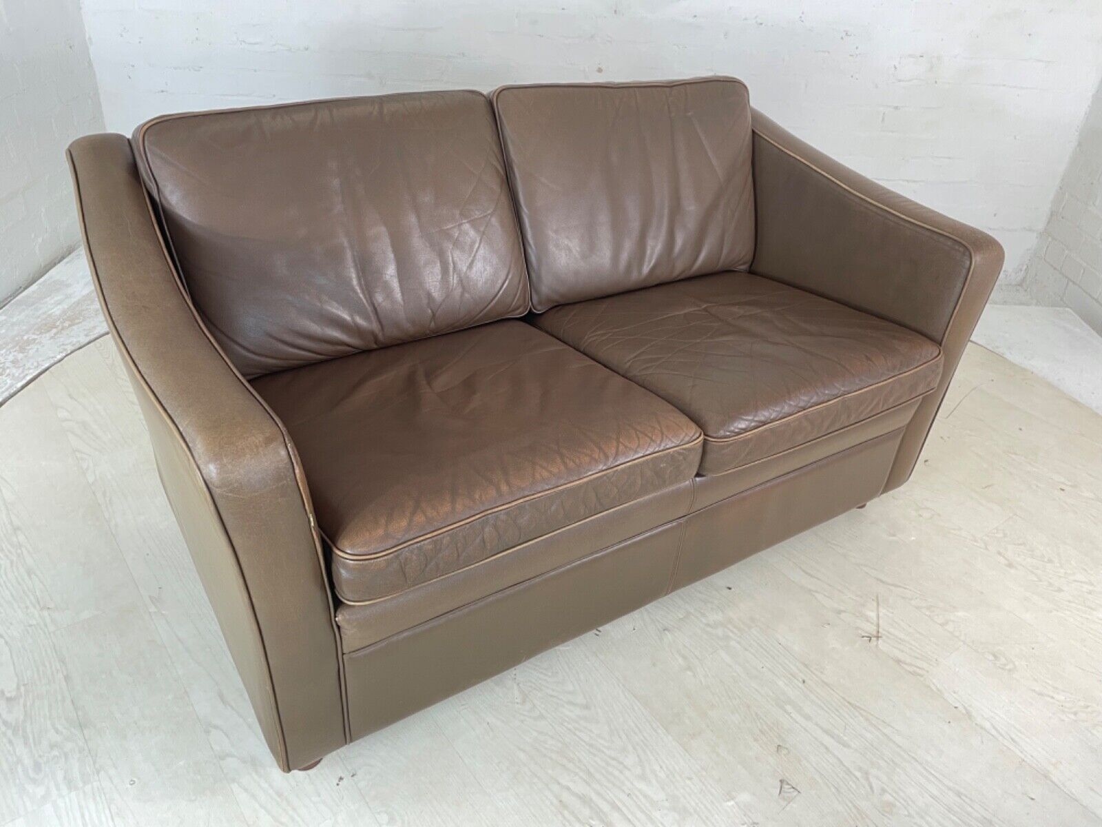 Vintage Danish Leather Two Seat Sofa 1970s Retro Thams Style EB4087 M2SS - UKDK FURNITURE