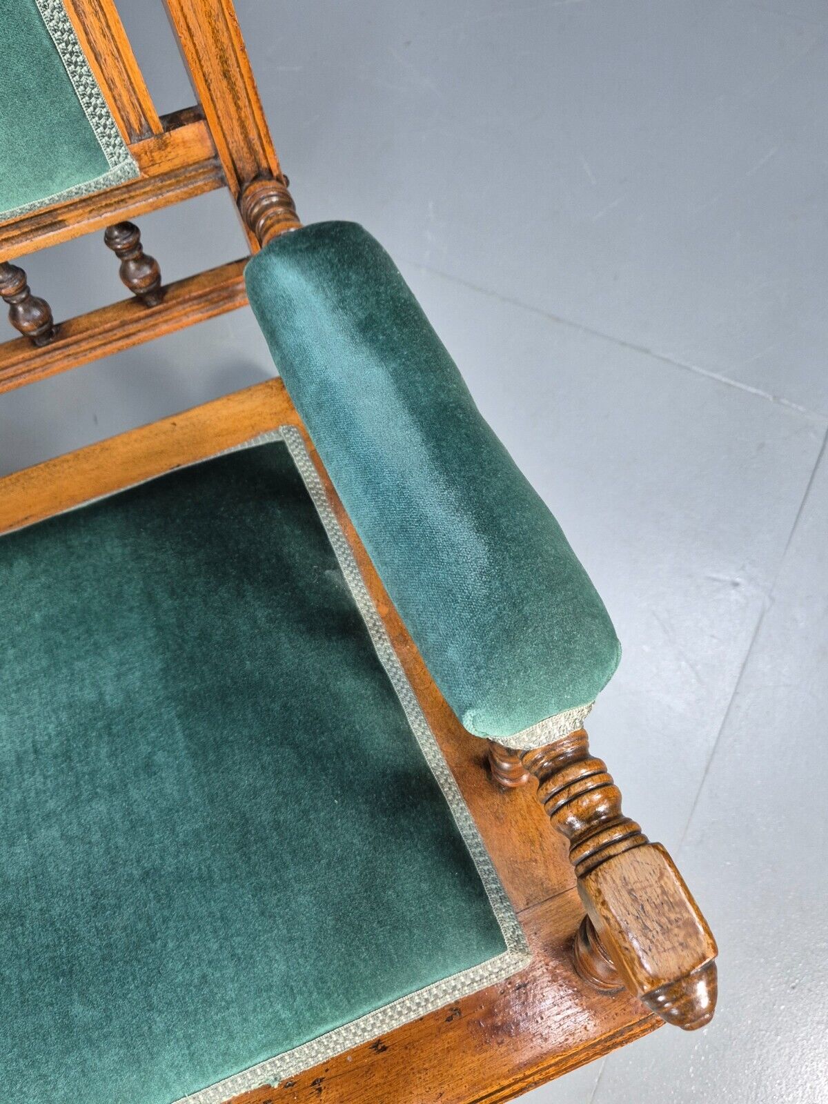 An Edwardian Mahogany Rocking Chair American Style Green Velvet EB9408 VCLO - UKDK FURNITURE