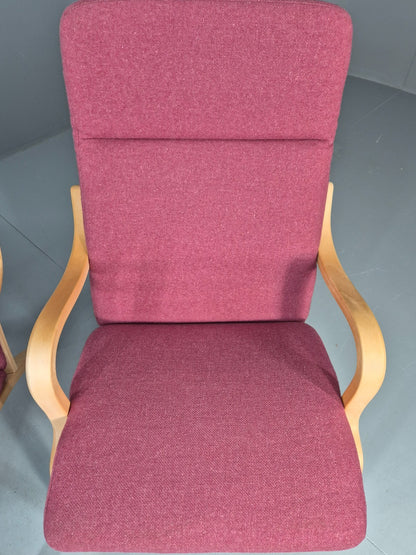 2 Stouby Bentwood Lounge Chairs Mauve Wool 1980s Retro MCM EB11349 MBEN16
