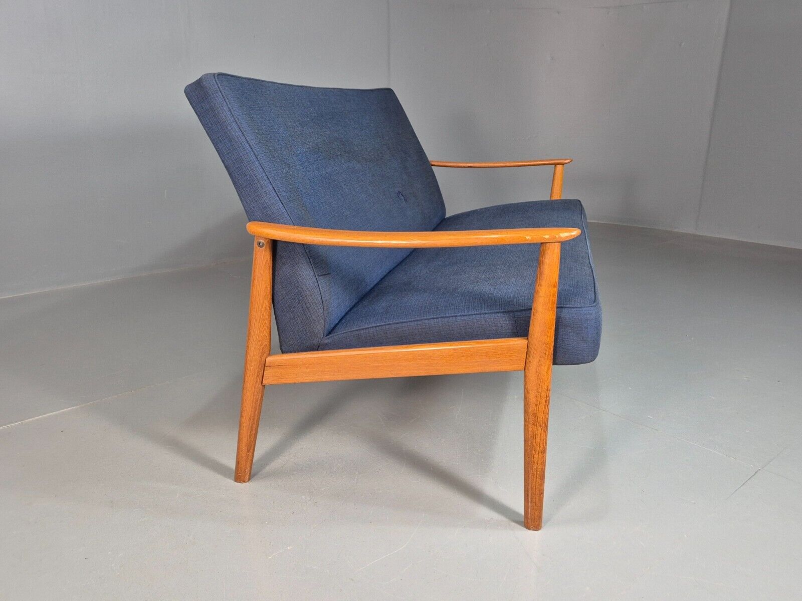 Vintage Swedish 2 Seat Sofa Blue Teak Frame 1960s Retro MCM EB7752 M3SS - UKDK FURNITURE