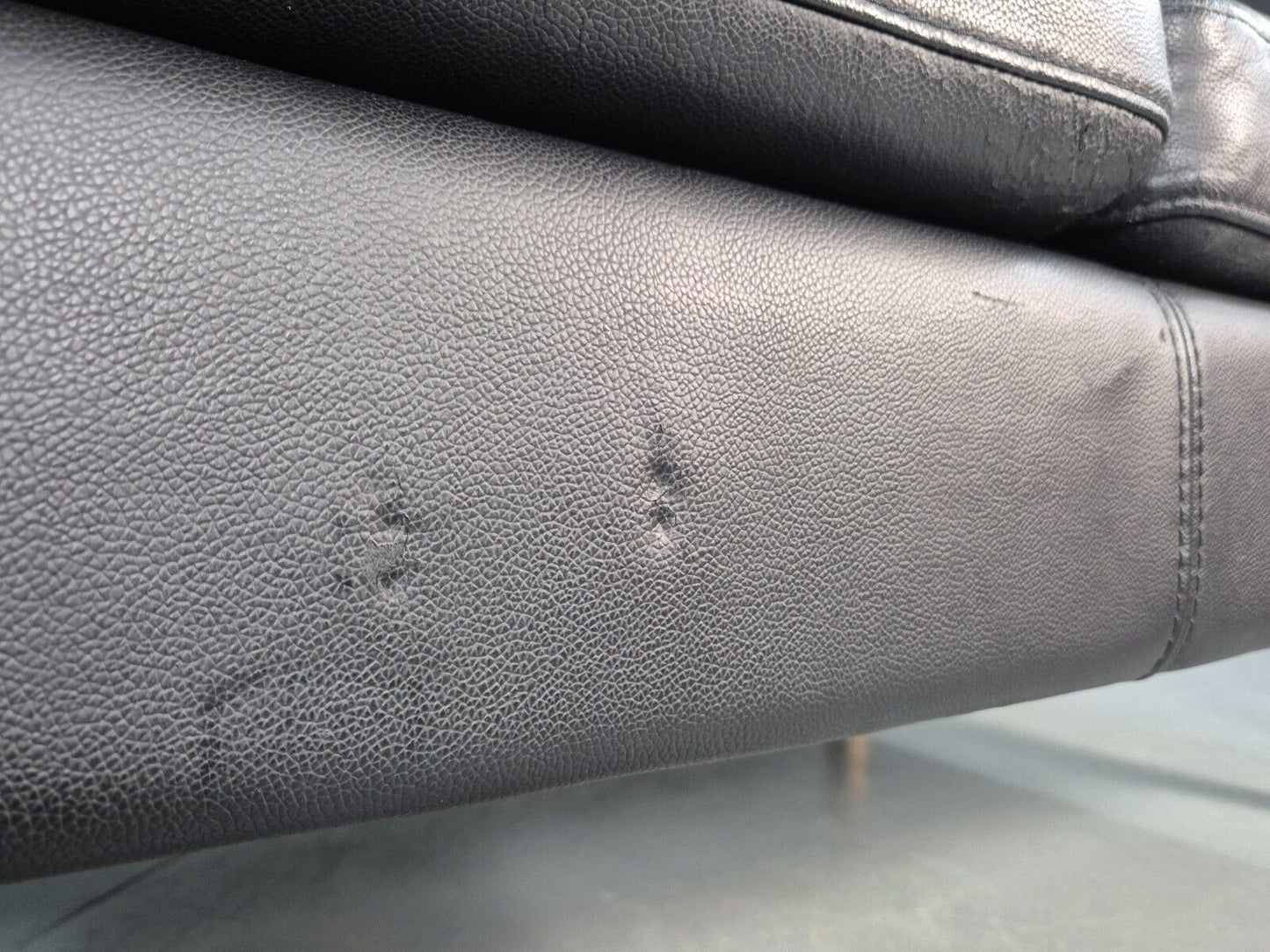 Vintage Danish 2 Seat Sofa Black Leather 1980s Retro MCM EB8536 M2SS - UKDK FURNITURE