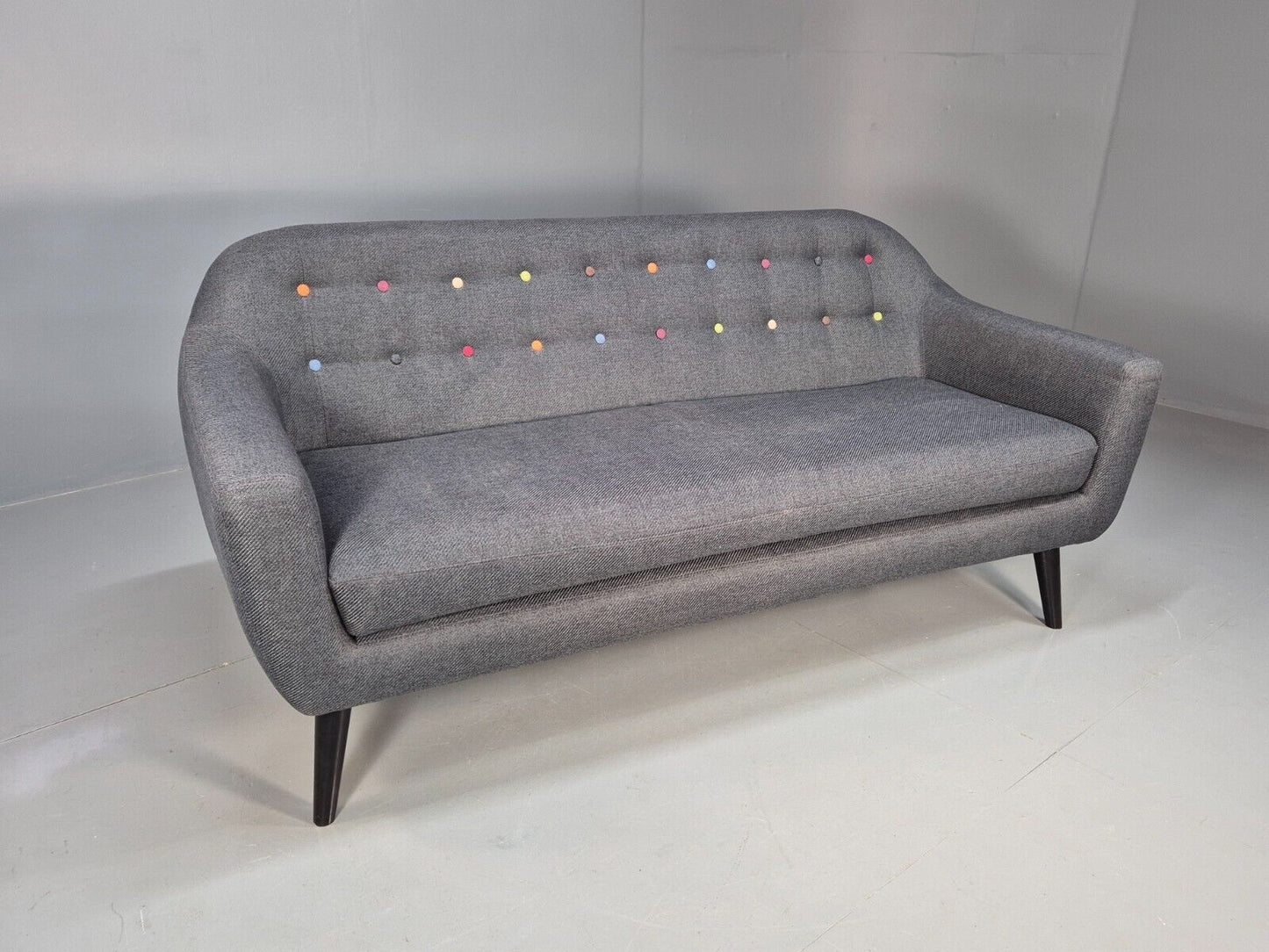 Vintage Made.Com Scandinavian style Sofa Charcoal Grey Retro EB8452 M3SS - UKDK FURNITURE
