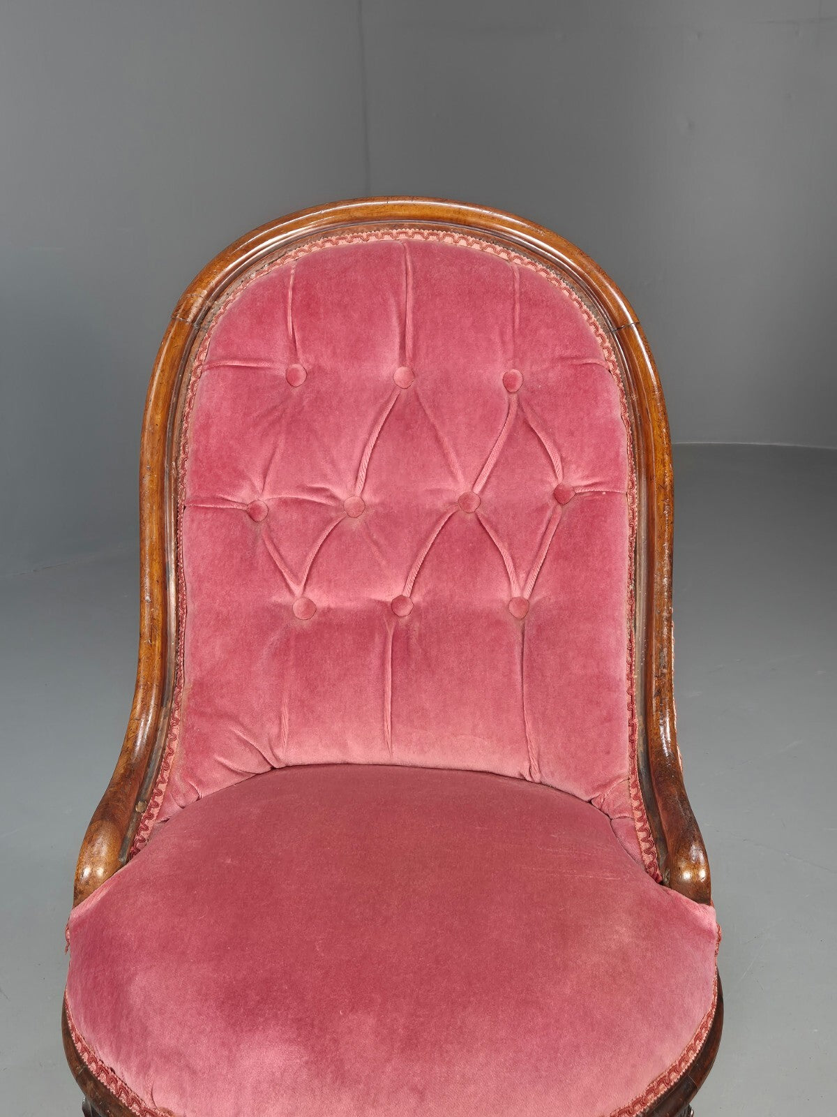 Vintage Lounge Chair Pink Velour Spoonback Nursing Parlour Victorian EB8438 VCLO - UKDK FURNITURE