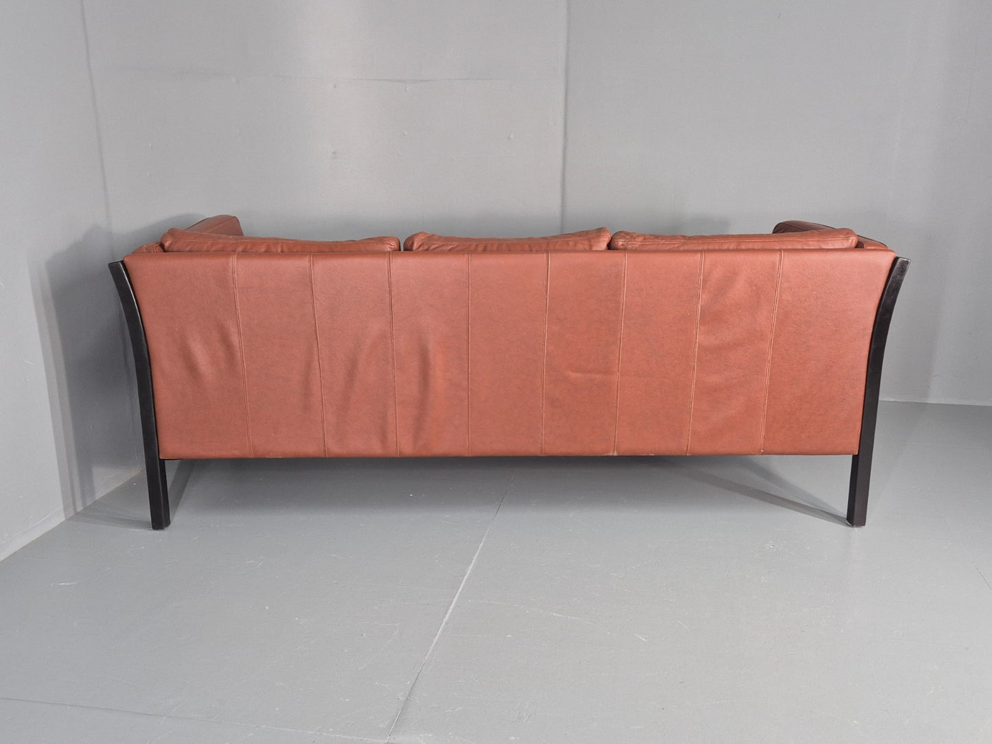 Vintage 3 Seat Sofa Reddy Brown Leather Stouby Denmark 1980s Retro EB10538 M3SS17