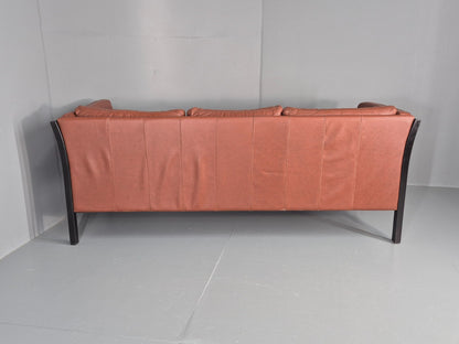 Vintage 3 Seat Sofa Reddy Brown Leather Stouby Denmark 1980s Retro EB10538 M3SS17