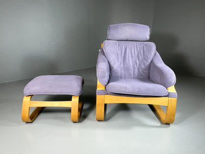 Danish Cantilever Lounge Chair Bentwood Purple Footstool Vintage  EB5768 MBEN11