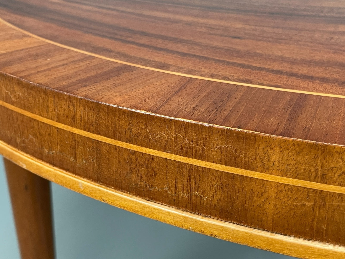 Vintage Art Deco Table Round Walnut Inlay 1950s Swedish EB11191 MWOO16