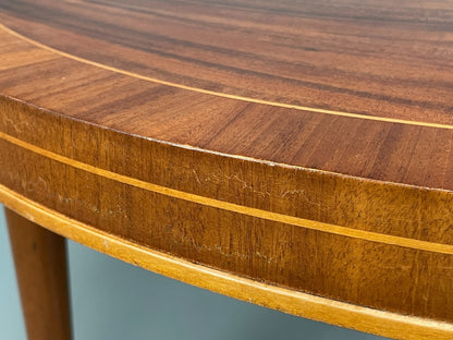 Vintage Art Deco Table Round Walnut Inlay 1950s Swedish EB11191 MWOO16