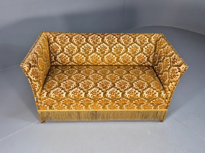 Vintage Danish 2 Seat Sofa Compact and Boxy Gold Moquette Tassels EB9588 V2SS - UKDK FURNITURE