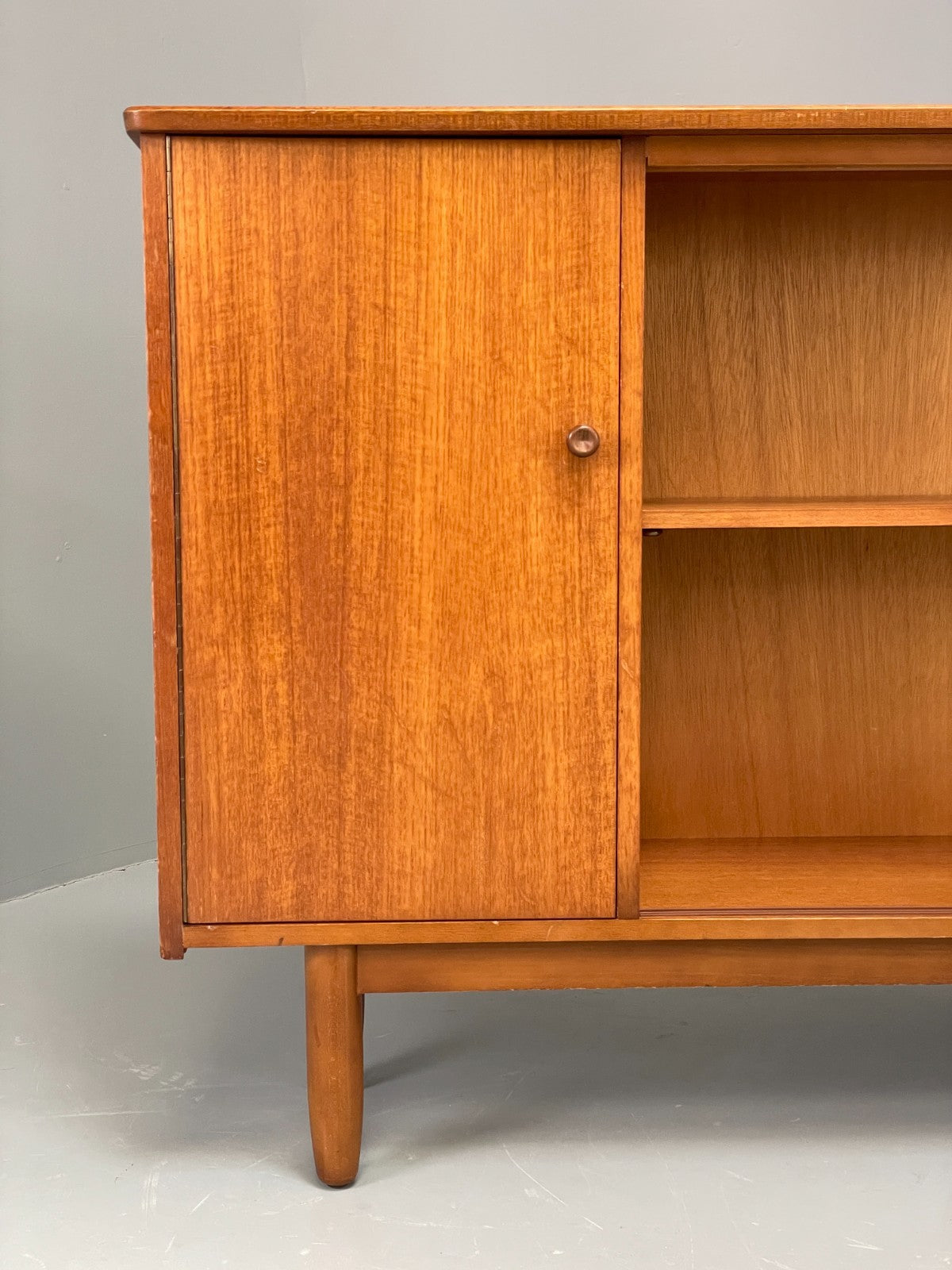 Vintage 1960s Glazed Bookcase Cabinet Teak Shelving Cupboard EB11808 MWOO5