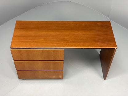 Vintage 1980s Cherry Desk Three Drawers Ball Feet Post Modern EB11058 MWOO3