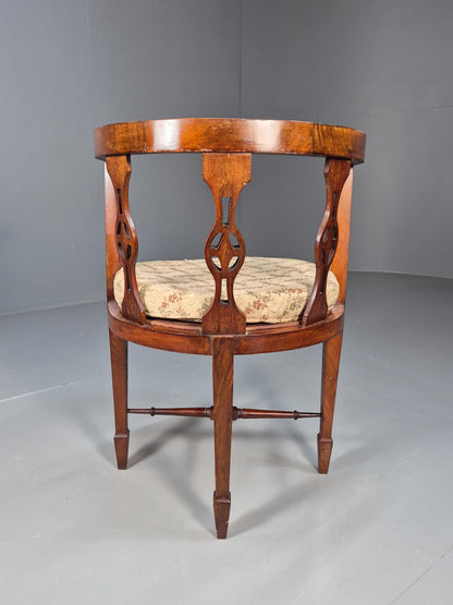 Antique Walnut Tub Chair Edwardian Sheraton Revival 1900s EB9476 VCLO - UKDK FURNITURE