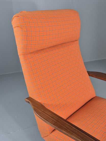 Vintage Danish Lounge Chair Teak Frame Mid Century New Upholstery EB8210 MNOR18