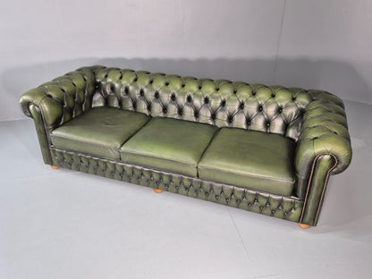 Three Seater Green Leather Chesterfield Quality Version Retro EB11032 VCHE5